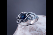 Sterling silver branch engagement ring with Sapphire, Unique twig ring, Vintage style engagment ring, Nature inspired ring, Gift for her