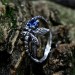 Gothic Silver Ring with Dragonfly and Blue Topaz