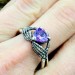 Majestic Gothic Silver Ring with Deep Amethyst Gemstone