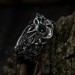 Gothic Silver Ring Featuring Black Onyx and Moon Motif