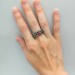 Bold Gothic Ring with Interwoven Chains and Garnet