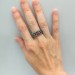 Bold Gothic Chain Ring with Garnet Gemstone