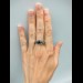 Gothic Silver Ring with Sapphire and Twisting Vines