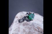 Unique Natural Emerald Heart Ring On The Branches, Heart With Leaves On The Weave Of Branches, A Unique Gift For Her