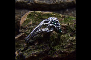 Dark Fantasy Tree Branch with Skull Engagement Ring with Intricate Band, Mystical Nature Inspired Wedding Band for Man