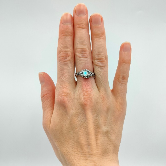 Elegant Gothic Floral Ring with Moonstone