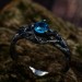Gothic Silver Ring with Aquamarine and Nature Motif