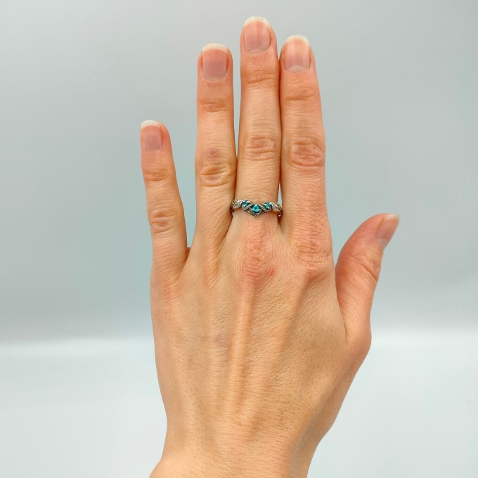 Delicate Silver Band with Twisting Aquamarines