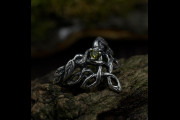 Forest Chevron Twig and Leaf Ring with Peridot for Engagement, Cottagecore Wedding Ring with Braid Branch and Leaves, Unique Womens Jewelry