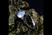 Elven Fairy Wedding Ring with Branch and Leaf, Forest Moonstone Floral Twig Engagement Ring, Witchy Fantasy Jewelry for Women