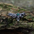 Vine of Enchantment: Gothic Sterling Silver Ring with Emerald Accent