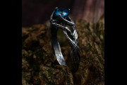 Male Aquamarine Promise Band with Fairy Branch, Silver Nature Inspired Wedding Band for Man, Witchy Engagement Ring Masculine