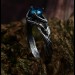 Gothic Silver Ring with Aquamarine and Nature Motif