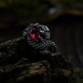Ruby Gothic Dragon Ring with Bold and Mystical Design