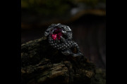 Fantasy Wedding Ring for Women with Ruby, Vintage Elvish Engagement Ring with Nature Inspired Design, Unique Silver Ring for Her