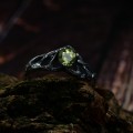 Forest's Embrace: Gothic Sterling Silver Ring with an Enchanted Olivine