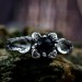 Enigmatic Silver Ring with Crescent Moons and Black Onyx