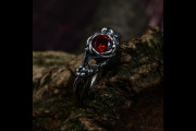 Garnet Nature Tree Leaf Engagement Ring, Whimsical Forest Silver Ring, Fairy Fantasy Wedding Ring, Elven Bridal Ring, Unique Women Jewelry