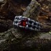 Bold Gothic Chain Ring with Garnet Gemstone