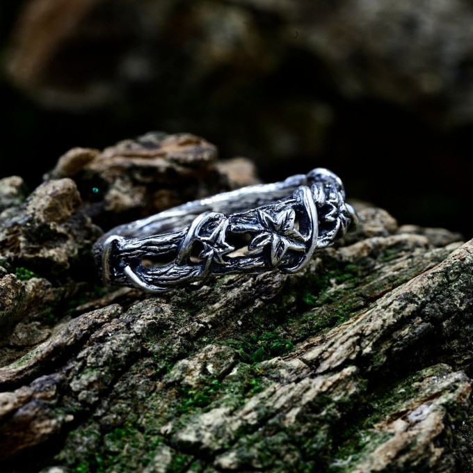 Intricate Gothic Ring with Rune-Inspired Design