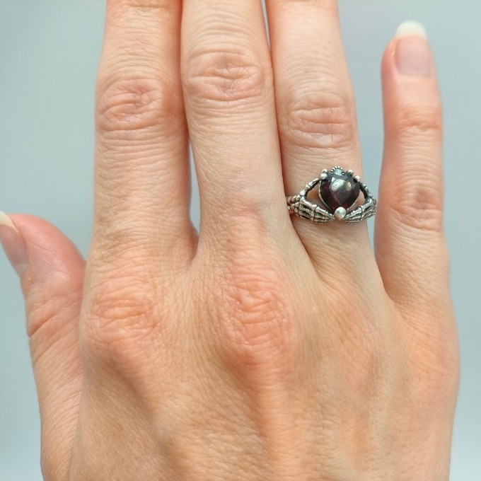 Black Onyx Gothic Ring – Mystical Silver Statement Jewelry