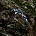 Delicate Gothic Ring with Emerald and Leaf Design|Unusual Nature-Inspired Engagement Ring