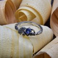 Gothic Floral Ring with Deep Blue Sapphire