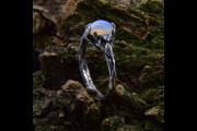 Ethereal Mystical Fairy Engagement Ring with Unique Design for Women, Silver Forest Vintage Style Band for Romantic Wedding with Opal