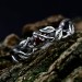 Gothic Silver Ring with Garnet and Twisted Vines