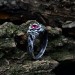 Thorned Bloom: Gothic Sterling Silver Ring with Enchanted Ruby