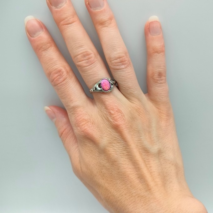 Gothic Moonstone Ring with Elegant Swirling Design