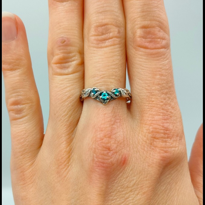 Delicate Silver Band with Twisting Aquamarines