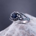 Intricate Silver Ring with Sapphire and Nature Motif