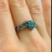 Gothic Silver Ring with Aquamarine and Nature Motif