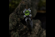 Whimsical Fantasy Fairy Wedding Ring, Filigree Floral Engagement Ring for Woman, Peridot Vintage Style Band, Unique Silver Jewelry