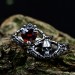 Dark Gothic Silver Ring with Skull and Garnet