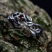 Gothic Silver Ring with Garnet and Twisted Vines
