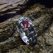 Gothic Garnet Ring with Intricate Bold Design