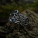 Gothic Blue Topaz Ring with Intricate Celtic Knot Motif