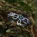 Delicate Silver Ring with Emerald and Vine Design