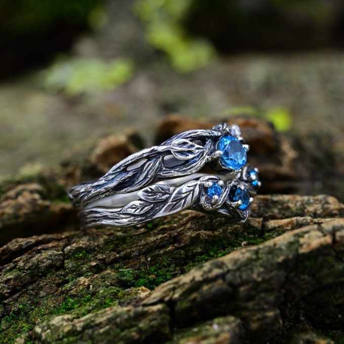 Blue Topaz Symphony: Sterling Silver Ring of Mystical Grace