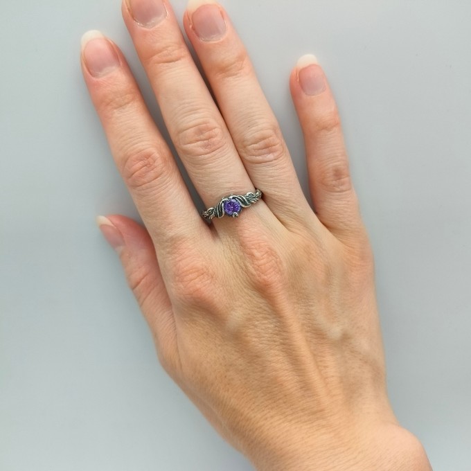 Amethyst Majesty: Artisan Silver Ring with a Gothic Twist