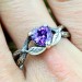 Gothic Amethyst Ring with Enchanted Leaf Motif