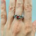 Gothic Moonstone Ring with Intricate Forest Design