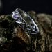 Delicate Gothic Ring with Amethyst Gemstone|Celtic Braided Weave Wedding Band with Amethyst Vine Twig Branch Design