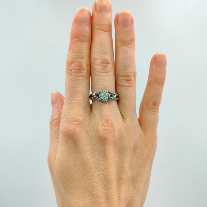 Elegant Gothic Ring with White Topaz Gemstone|Unusual Nature-Inspired Engagement Ring