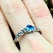 Gothic Aquamarine Ring with Enchanted Leaf Motif