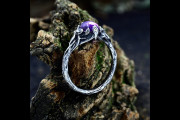 Tree Branch Celtic Mens Ring, Unique Mens Ring Amethyst, Mens Fantasy Ring, Mens Viking Wedding Ring Sterling Silver