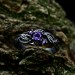 Silver Gothic Ring Adorned with Radiant Amethyst