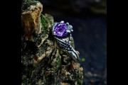 Dainty Amethyst Heart Ring for Women, Witchy Engagement Ring with Purple Stone Nature Design, Forest Promise Ring for Her